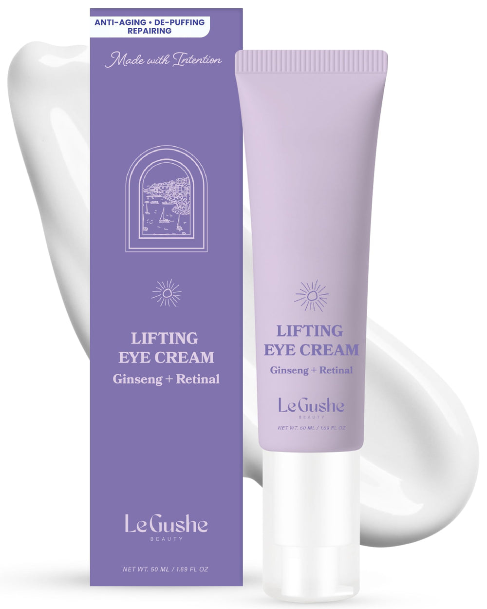 LE GUSHE jar front view highlighting clean branding and anti-aging benefit