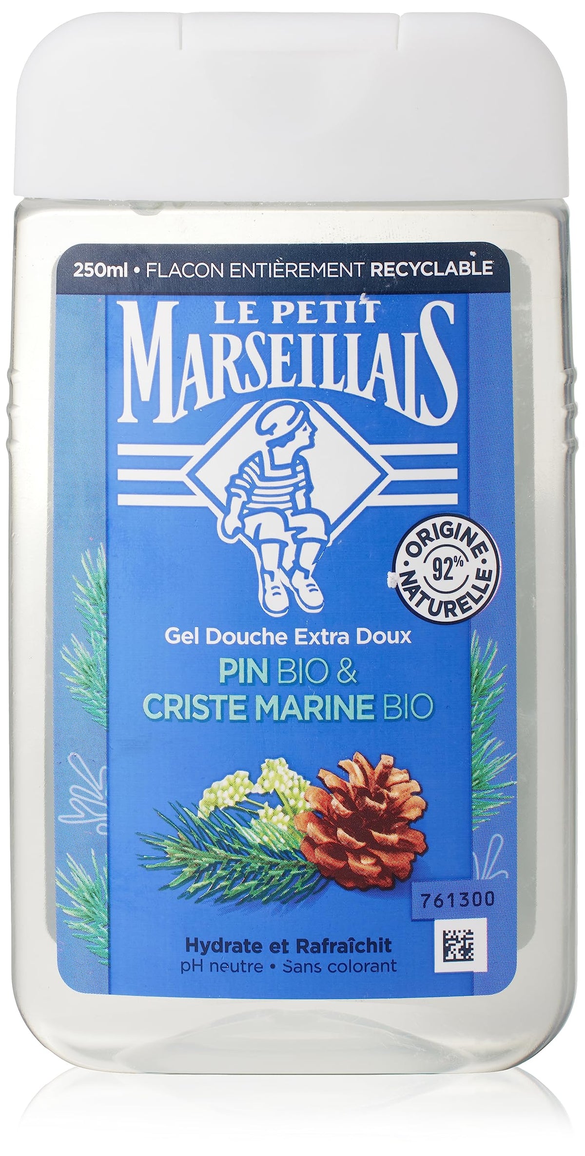 Le Petit Marseillais front packaging showing 250 ml bottle and scent branding for easy selection