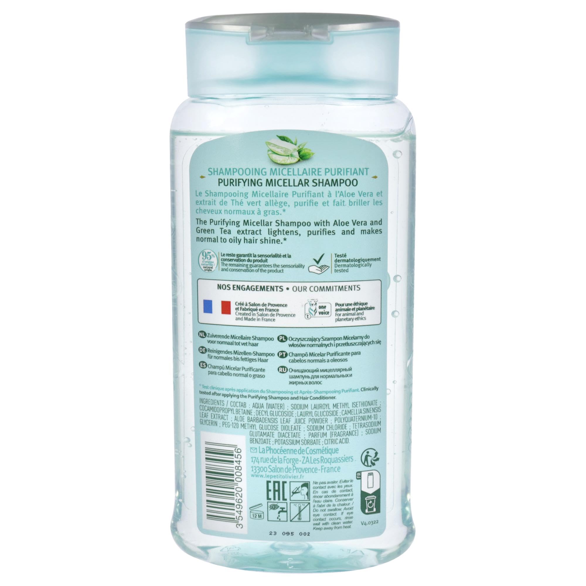 Le Petit Olivier shampoo applied in shower foam, demonstrates gentle cleansing and fresh feel