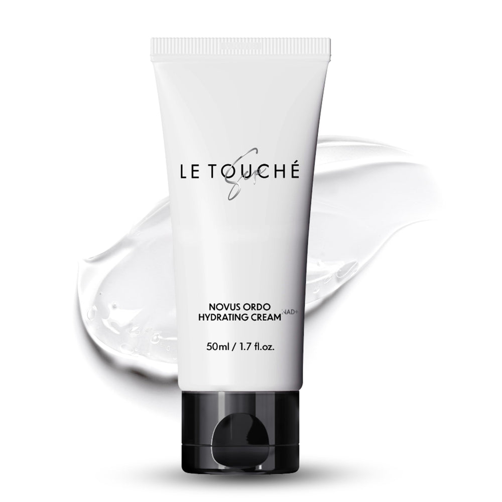 Le Touche front jar showing sleek packaging and daily hydration benefit
