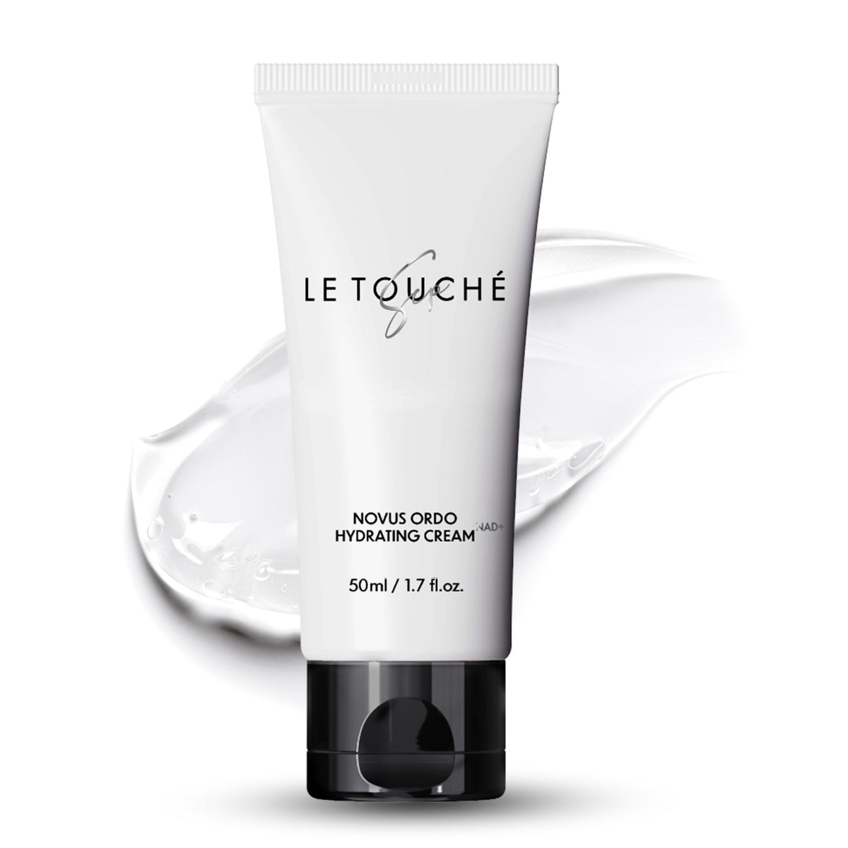 Le Touche front jar showing sleek packaging and daily hydration benefit