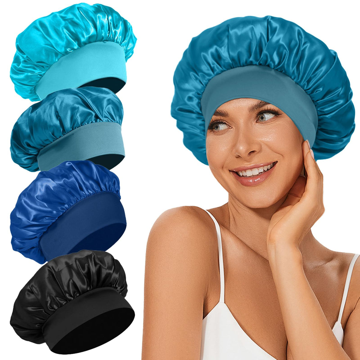 LEADUWAY bonnet front view showing smooth satin and protective benefits