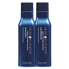 Leaf & Flower duo front packaging showing blue bottles and botanical benefit