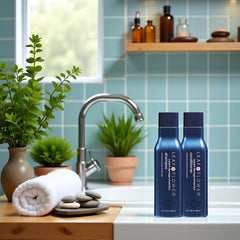 Leaf & Flower size scale with 12 oz bottles showing travel and value benefit