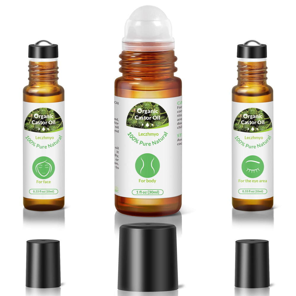 Leczhmyo front packaging showing three amber glass rollers, neat and compact