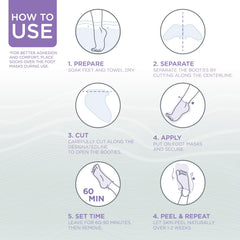 Lee Beauty foot mask booties applied to feet for easy at-home treatment