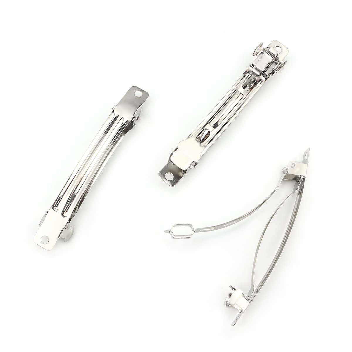 LEEFONE front view of fifty silver iron barrettes showing pack benefit