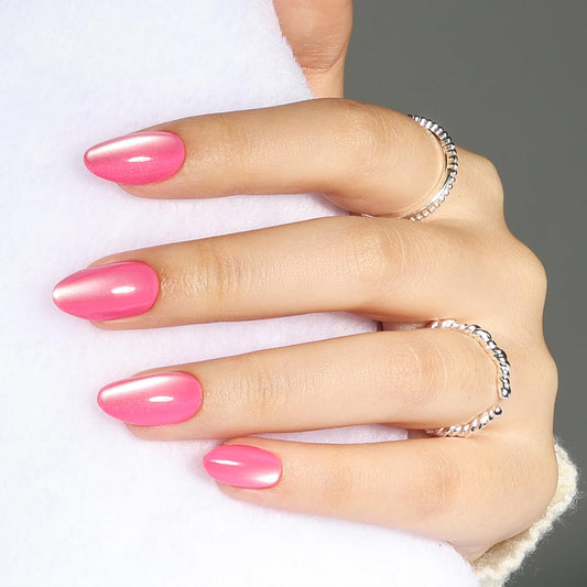 Leefrei close-up of glossy candy pink finish reflecting light