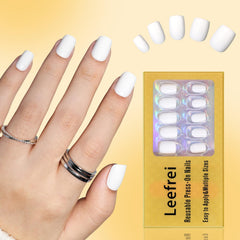 Leefrei glossy milky white finish detail demonstrating salon-like shine