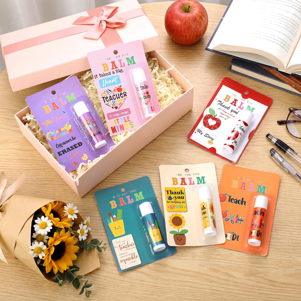 Leelosp backing cards lined up displaying colorful teacher appreciation messages