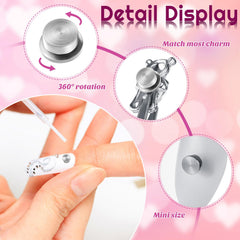 Leelosp charms attached to acrylic nail tip demonstrating easy application