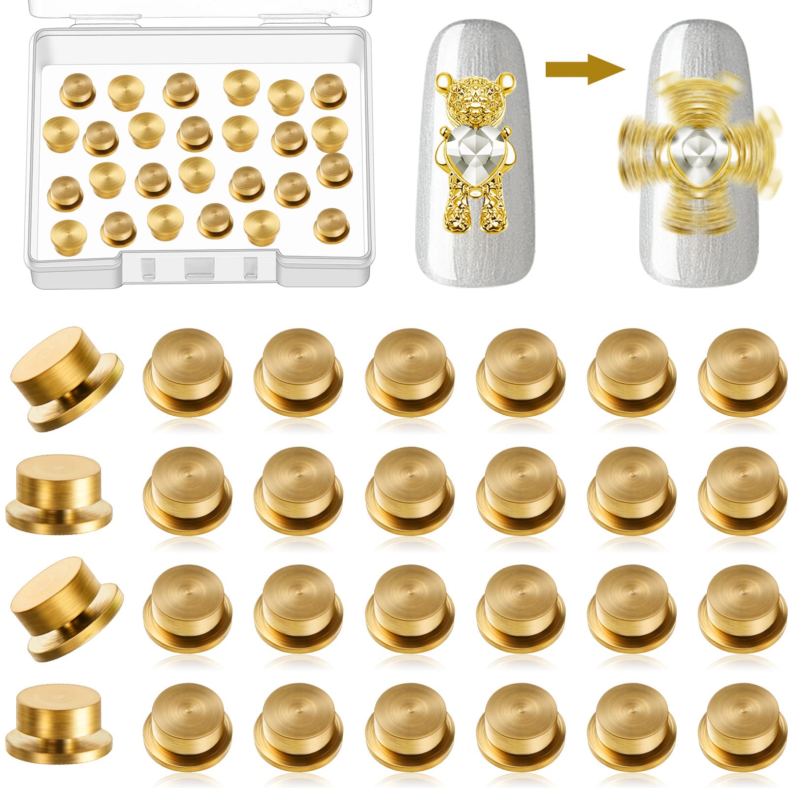 Leelosp gold front packaging showing 30 spinning nail charms and convenience