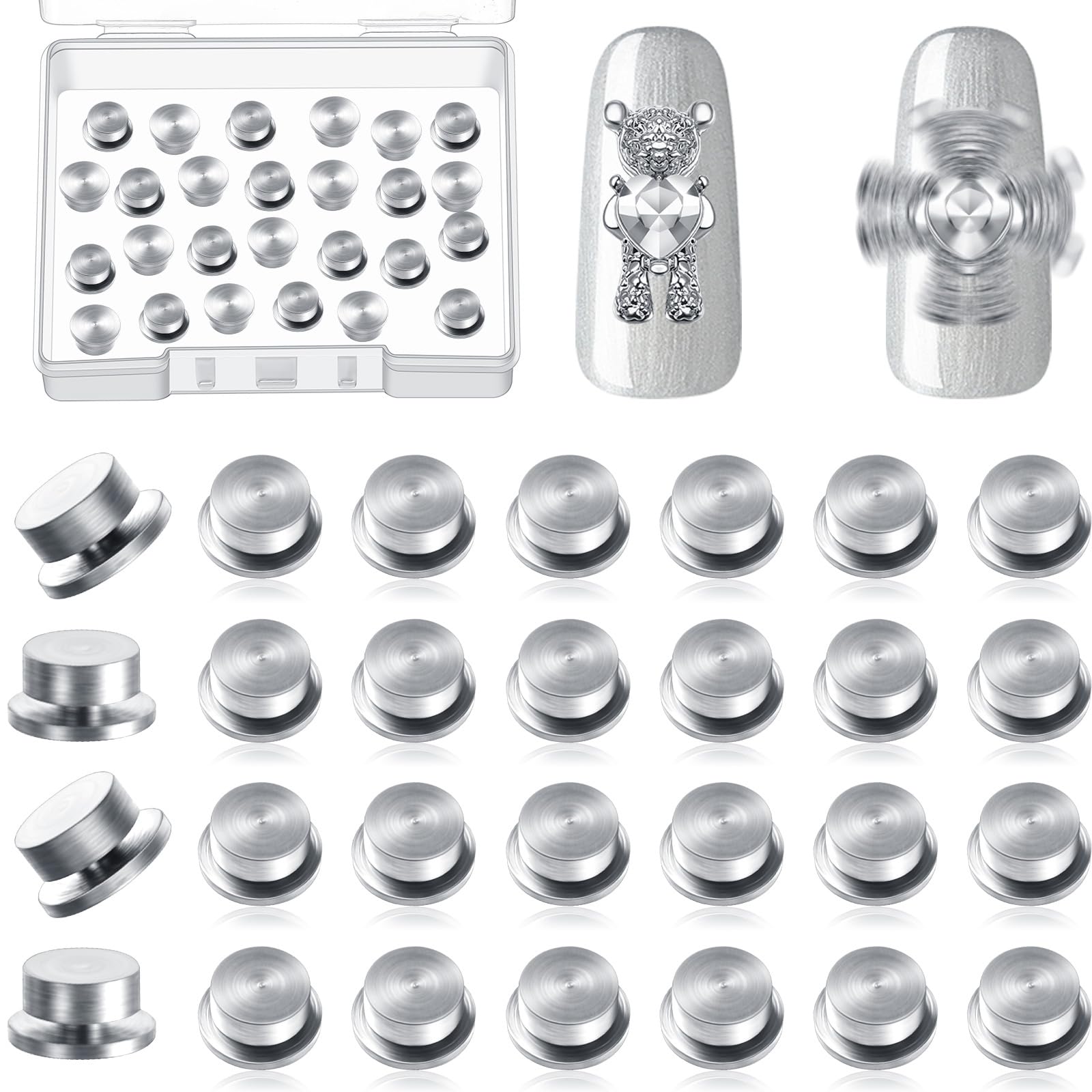 Leelosp front packaging showing 30 spinning nail charms and value pack
