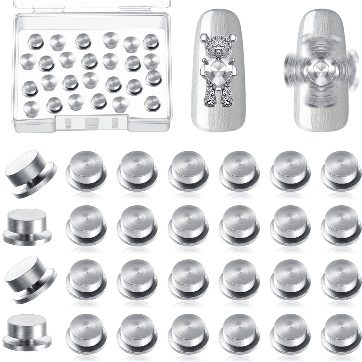 Leelosp front packaging showing 30 spinning nail charms and value pack