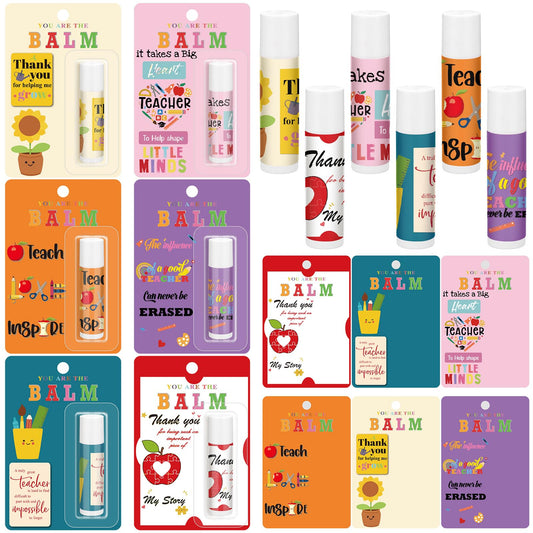 Leelosp front packaging showing six themed lip balms and cards, ideal for gifting