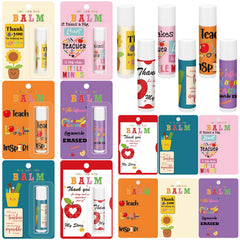 Leelosp front packaging showing six themed lip balms and cards, ideal for gifting