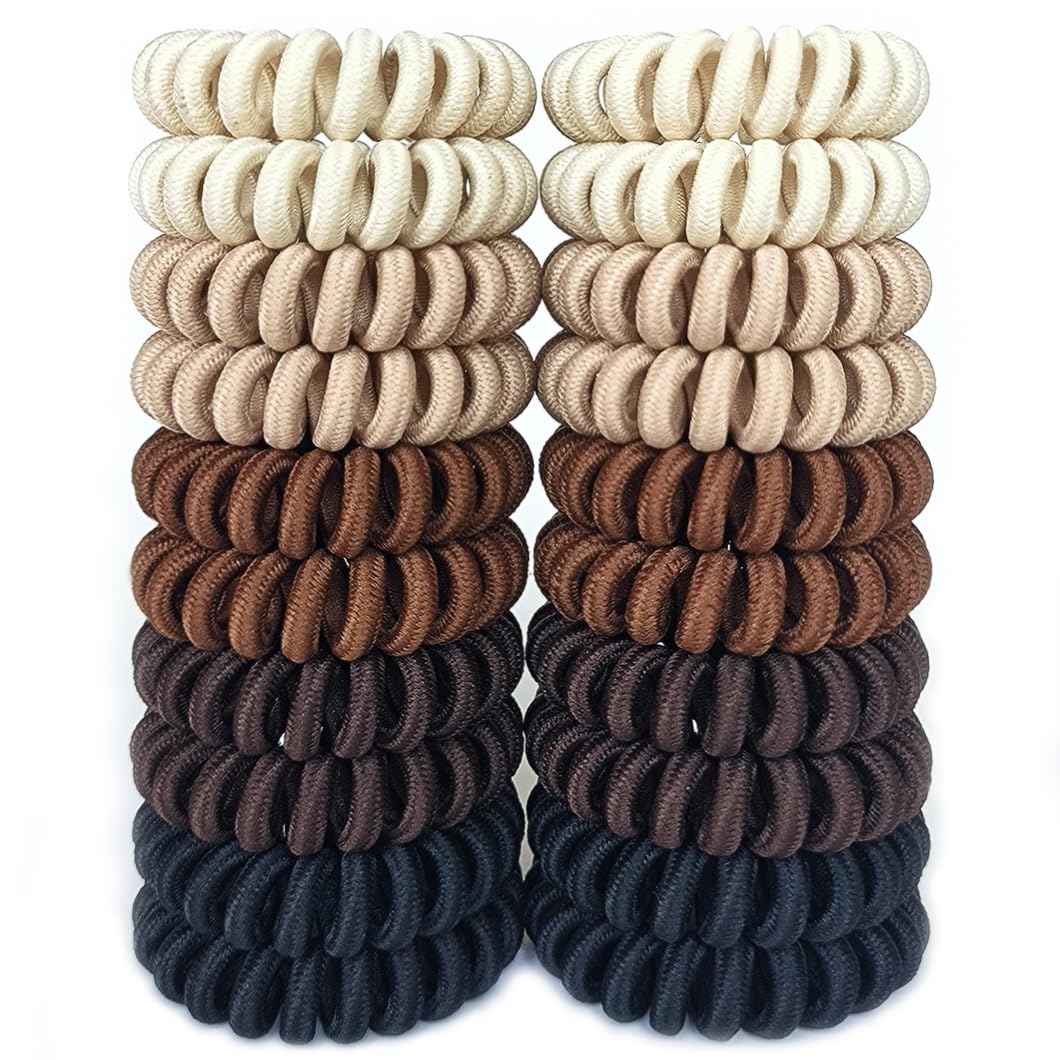 Leenchiry front packaging showing colorful 20-piece coil hair ties and benefits