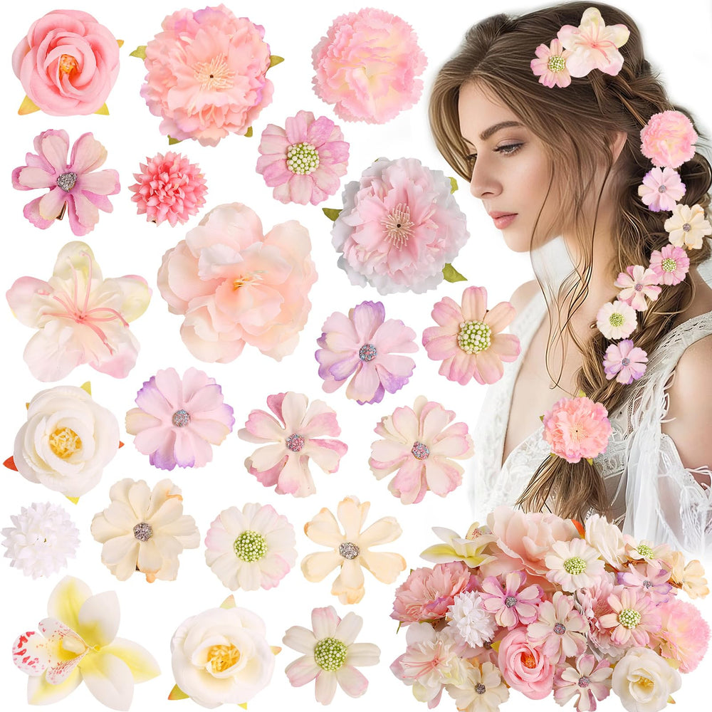 Leery front packaging showing pale pink floral clip set, displays variety and convenience