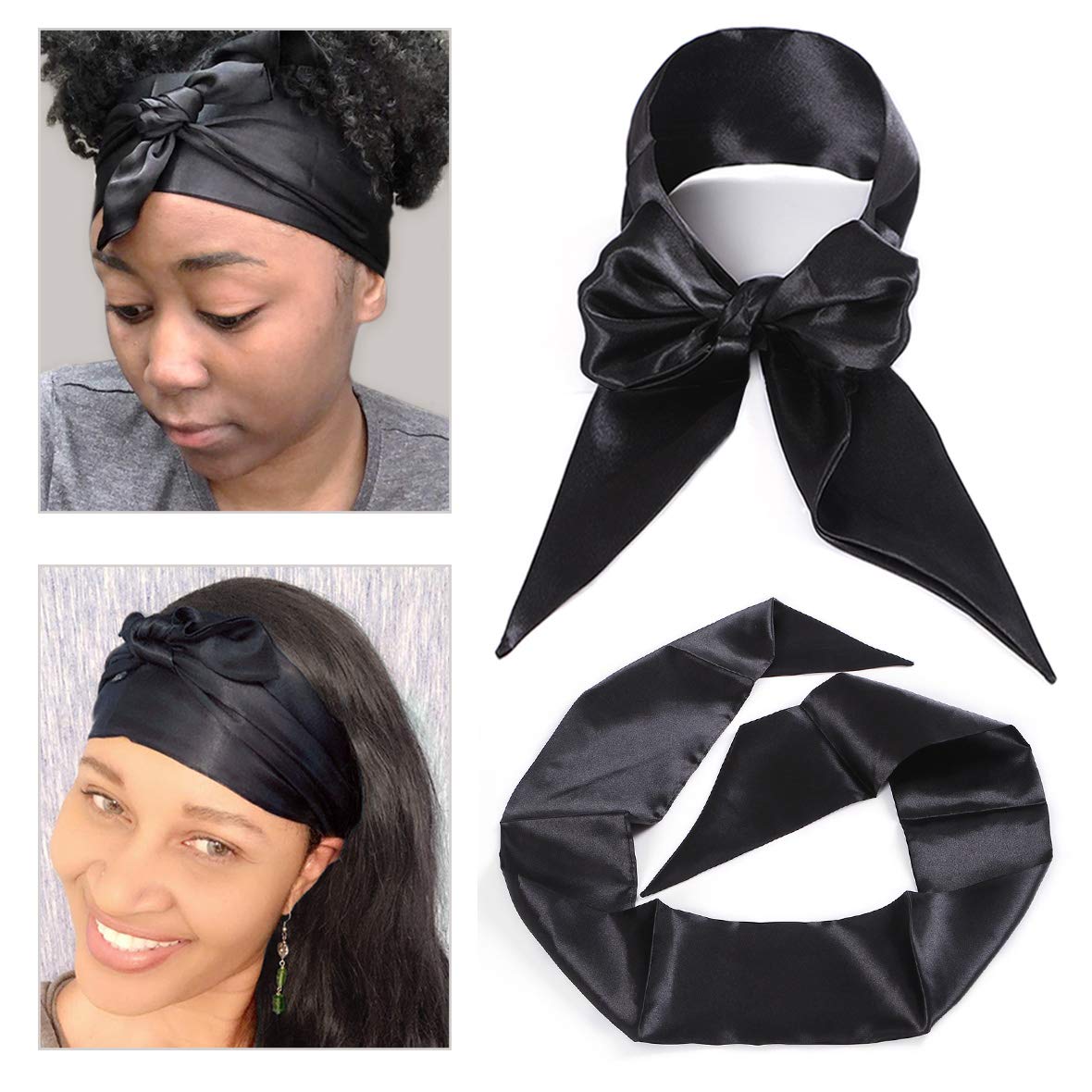 Leeven front view of two-pack satin scarves showing packaging and contents benefit convenience