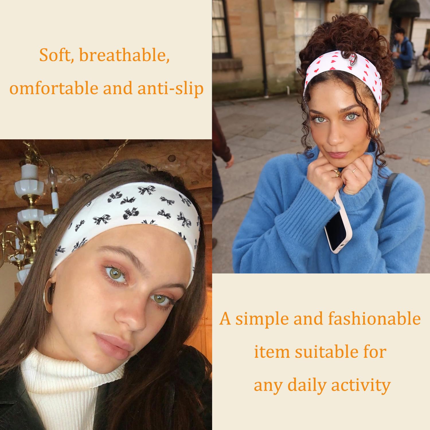 Leeven headband on hand showing stretch and size, comfortable fit benefit