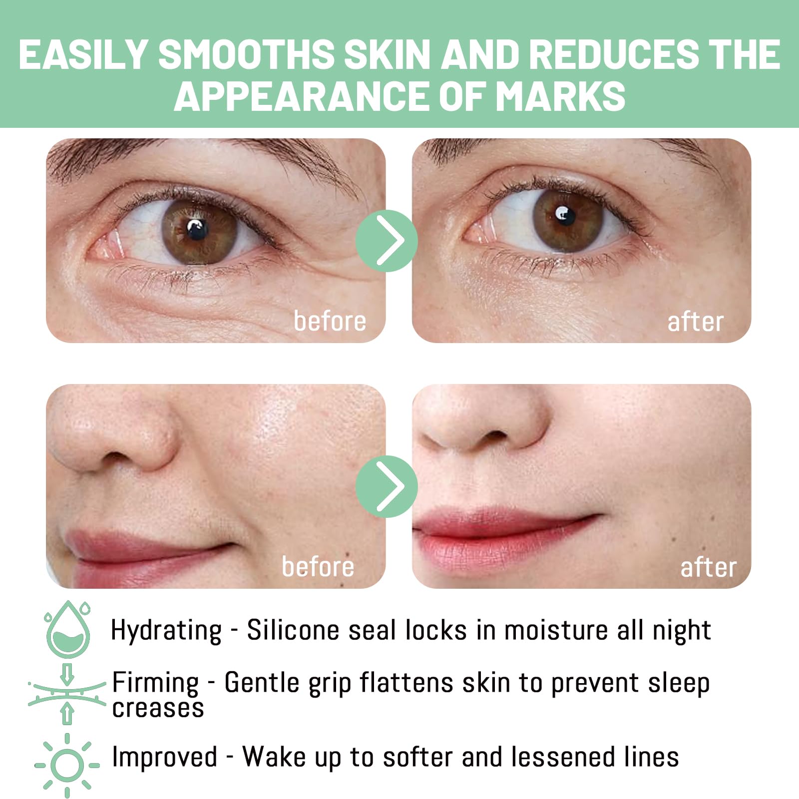 Lejuv on face in use displaying comfortable adhesion and discreet overnight wear