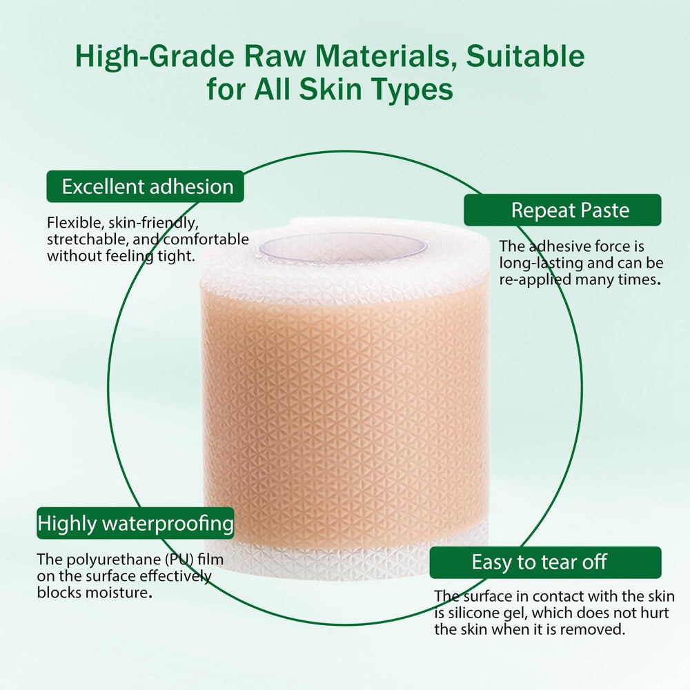 Lejuv size scale next to ruler demonstrating 1.6 inch width and 60 inch roll length