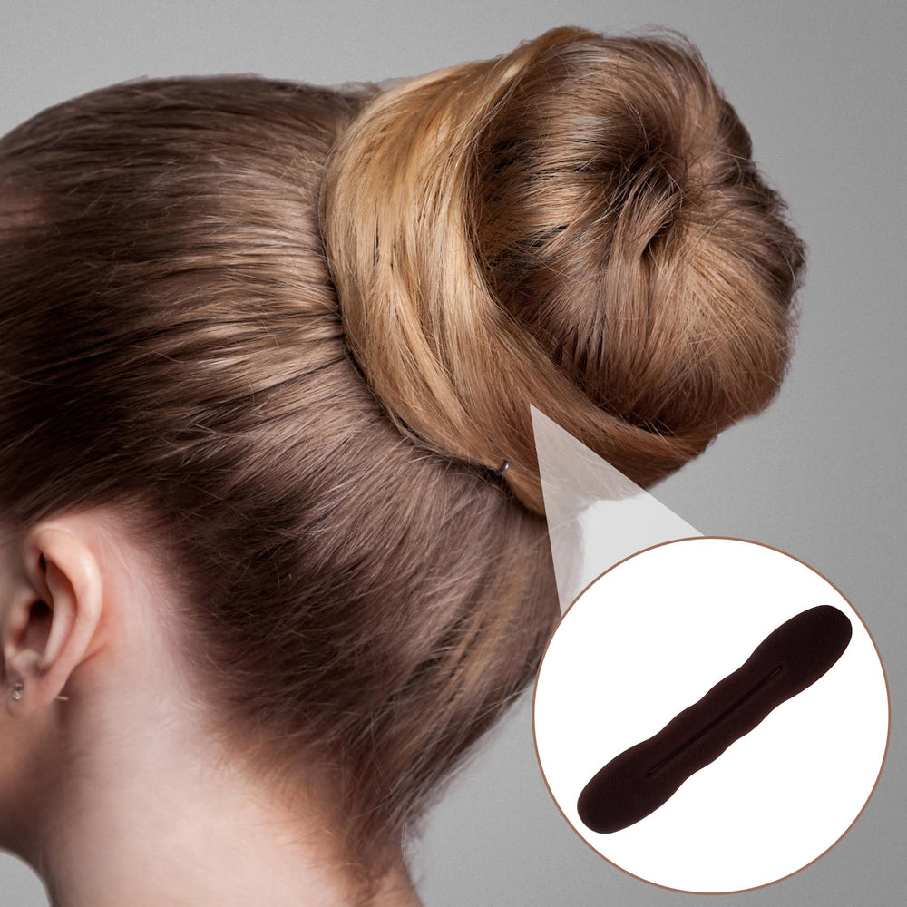 Lekgavd bun in use styled as a top knot demonstrating quick professional-looking updo