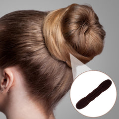 Lekgavd bun in use styled as a top knot demonstrating quick professional-looking updo