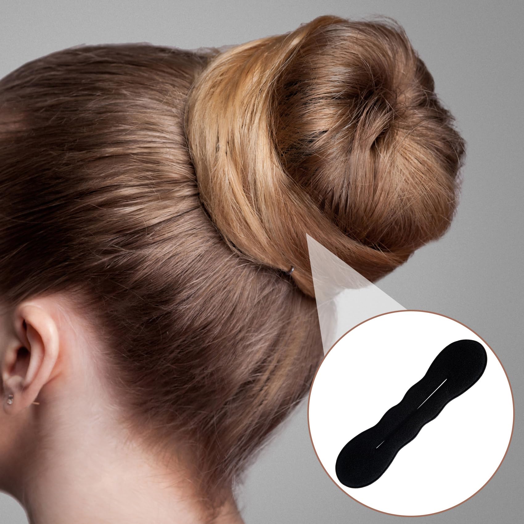 Lekgavd high bun in use on model showing fast, tidy topknot benefit