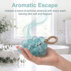 Lekgavd grape soap producing cream foam to demonstrate effective gentle cleansing