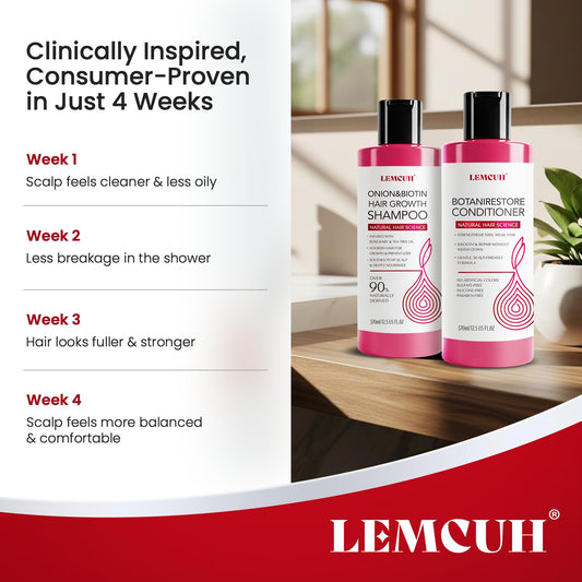 Lemcuh shampoo pump closeup highlighting nozzle and easy dispensing for gentle application