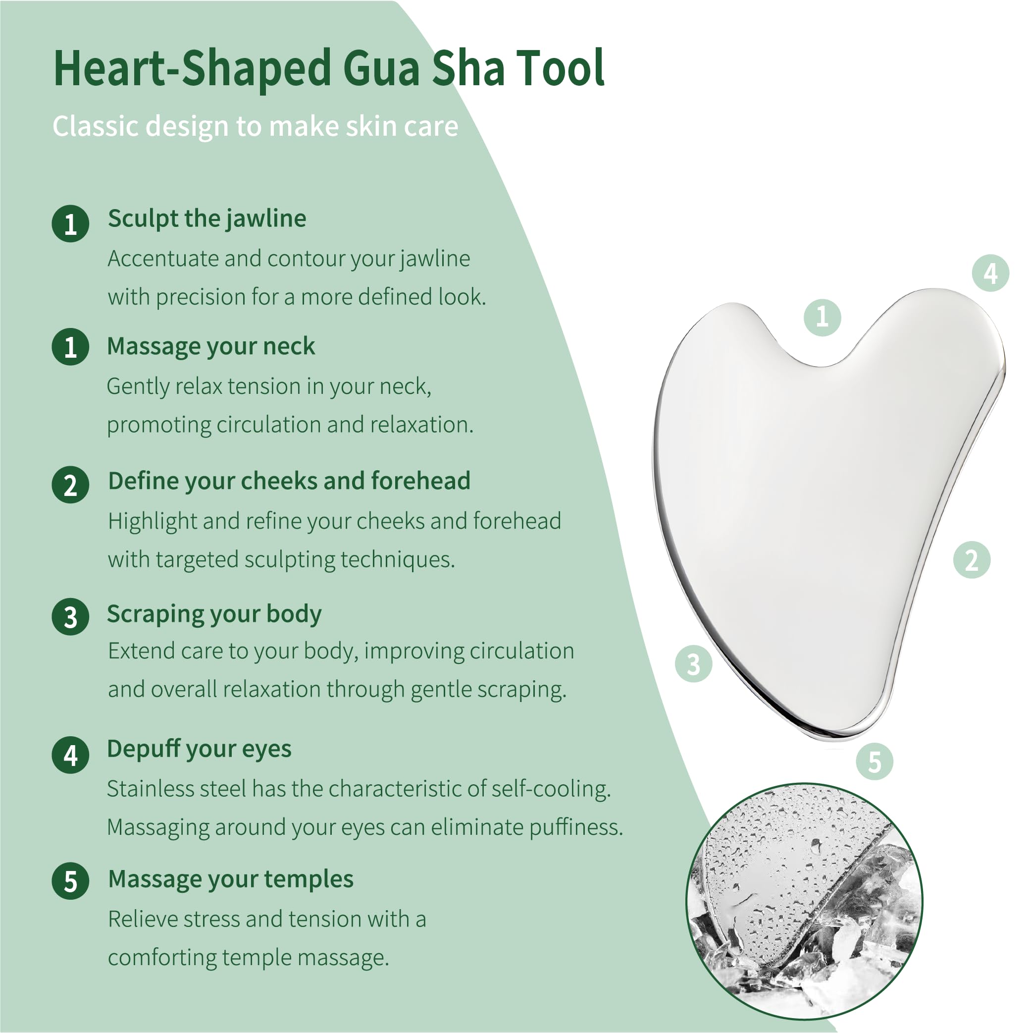 LeMeeOly heart-shaped gua sha smoothing cheek for lifting and improved massage coverage