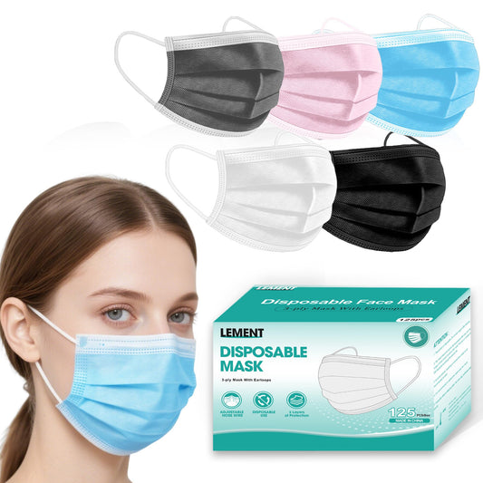 LEMENT front-packaging showing 125 masks and color variety benefit convenience