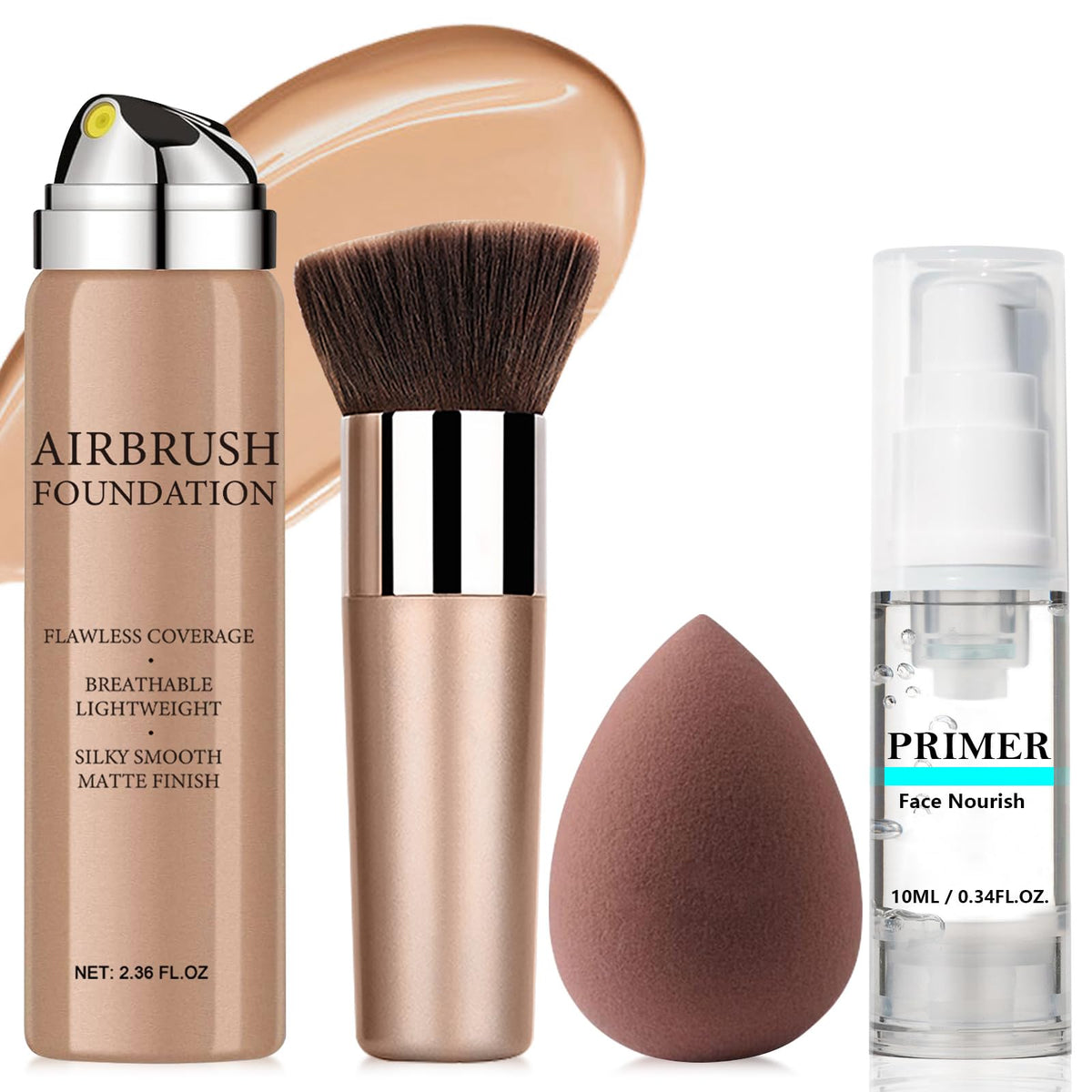 LemonSac front packaging showing foundation spray and brush for quick application