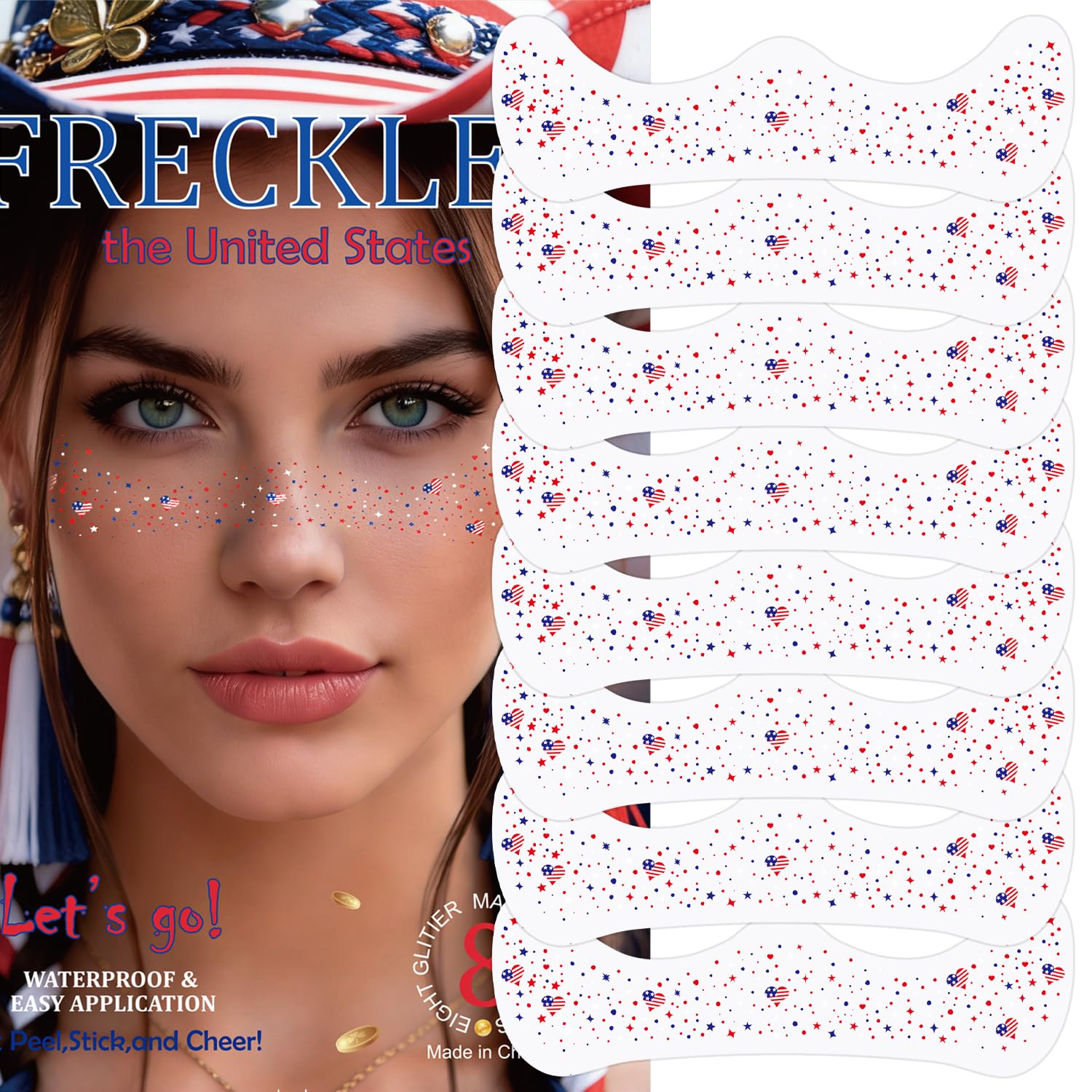 LemonSac front packaging showing patriotic freckle stickers, quick festive styling