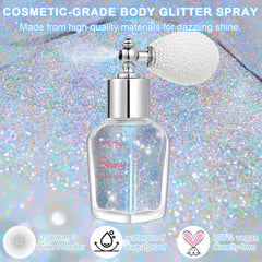 LemonSac spray mist in action creating an even glitter veil for quick application