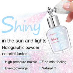 LemonSac spray mist in air demonstrating fine shimmer coverage