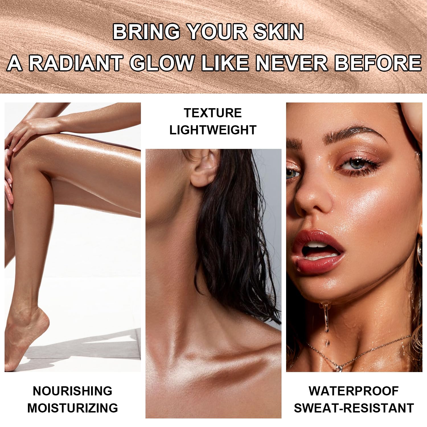 Person near pool with LemonSac shimmer showing water-resistant radiance
