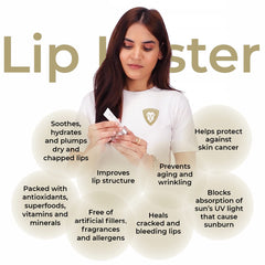 Leovard application in hand demonstrating simple swipe for hydrated lips on the go