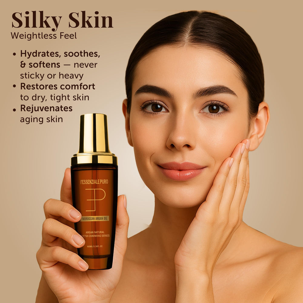 LEPURO applying elixir to elbow for hydrated, touchable skin