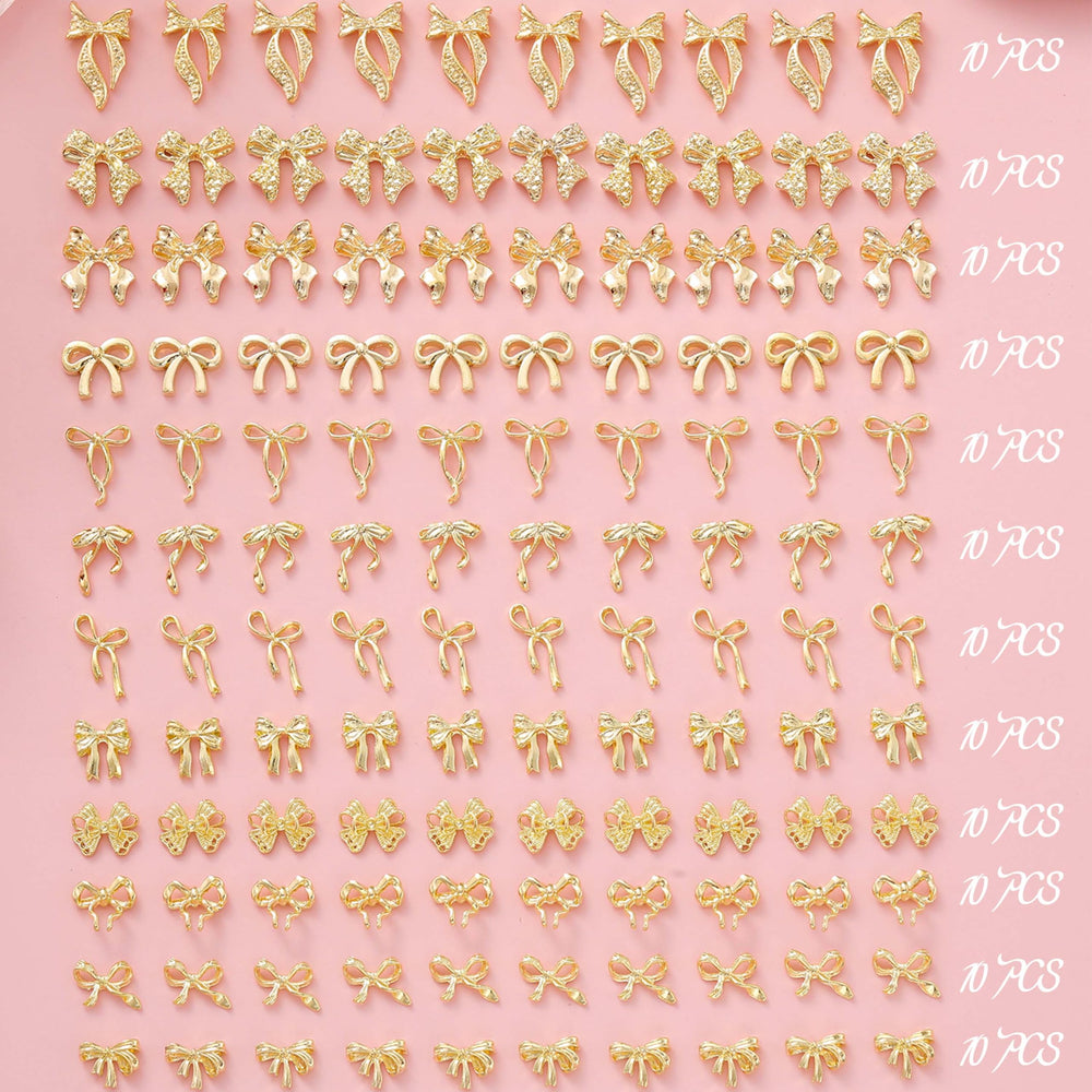 LERBOU bridal manicure lifestyle image showing elegant gold bows for special occasions