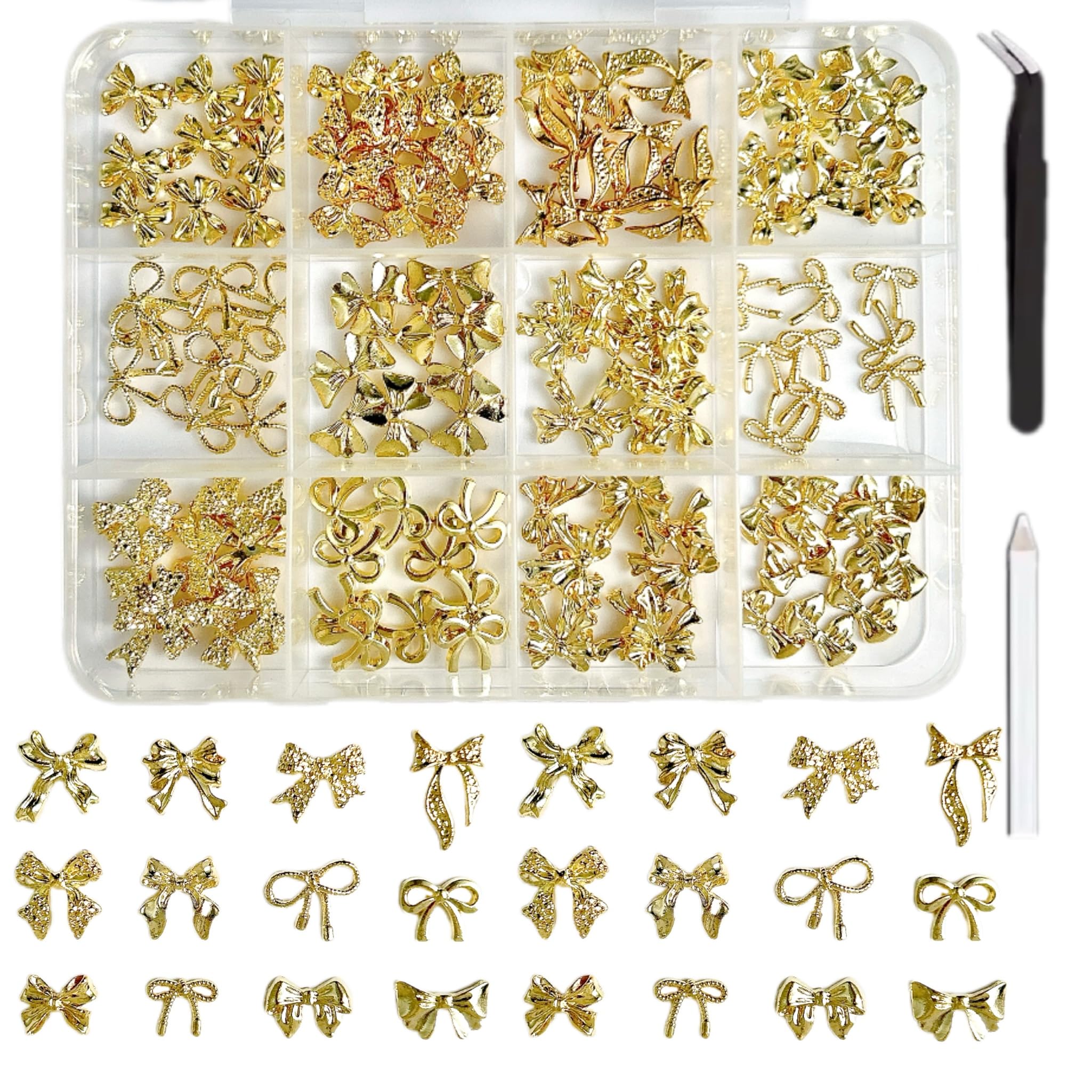 LERBOU front packaging showing 120 gold bow charms and assortment benefits
