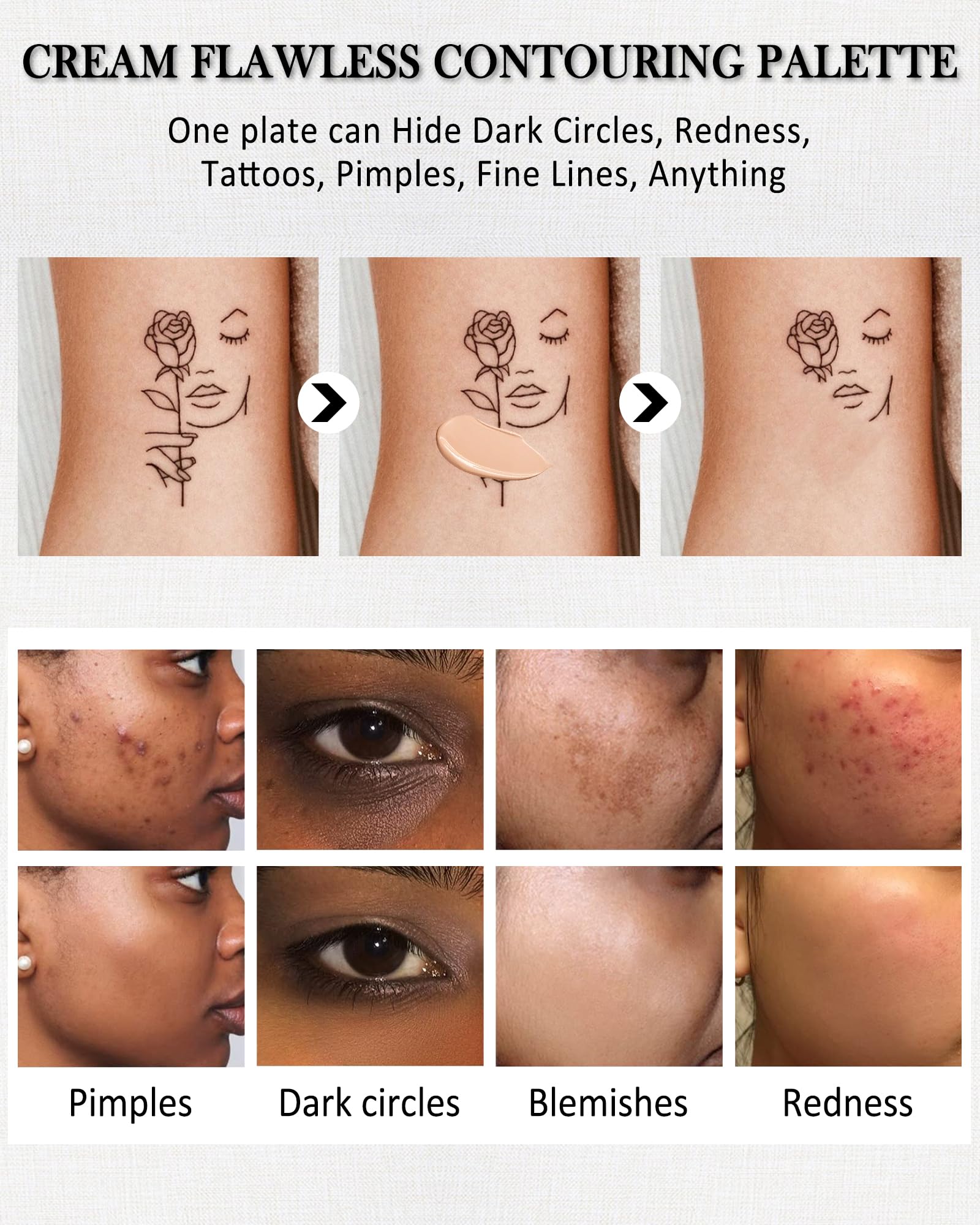 Lestpola before and after concealing dark circles highlighting correction