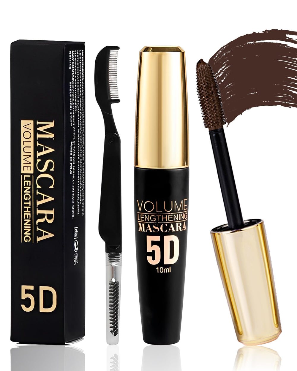 Lestpola brown mascara front tube showing compact design and color