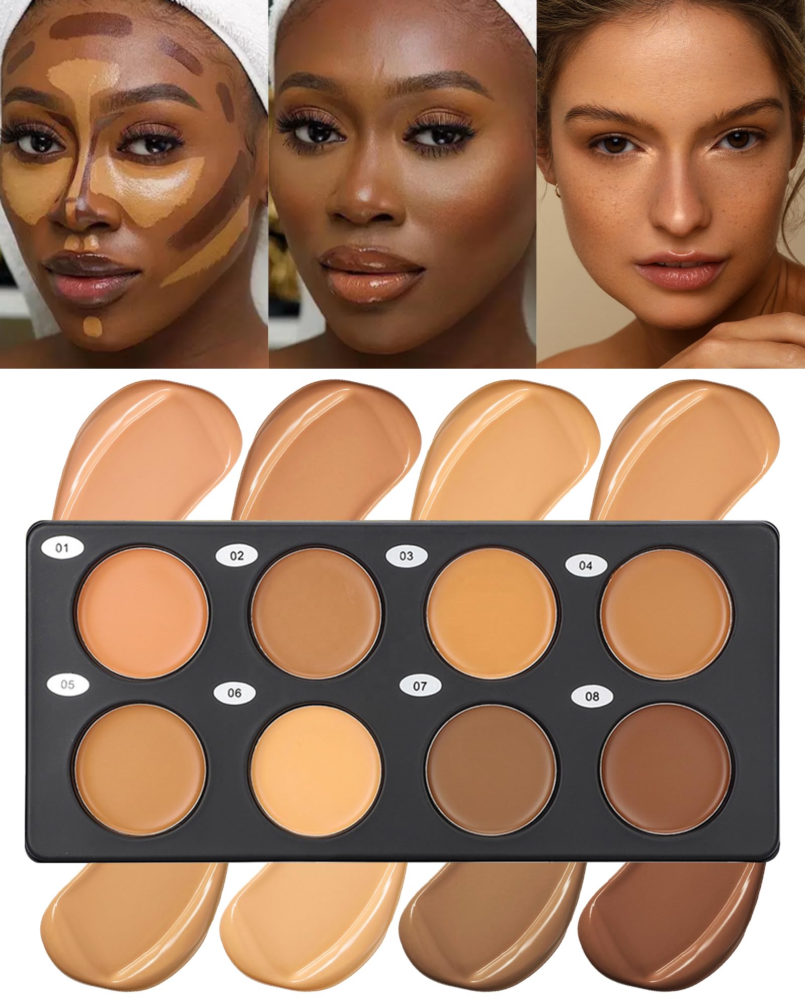 Lestpola palette open front showing eight shades and versatile coverage