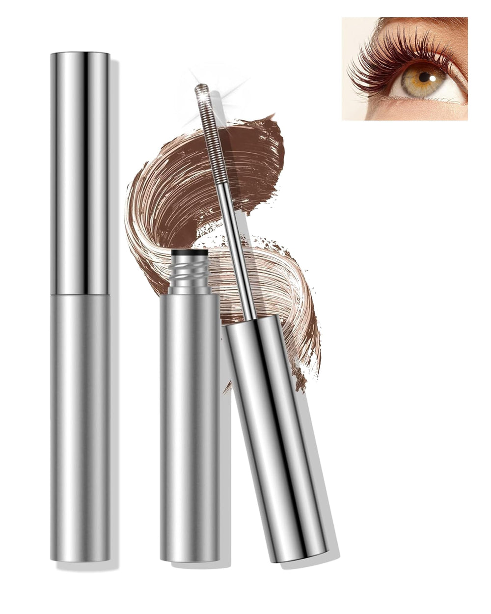 Lestpola front tube view showing brown waterproof mascara benefits