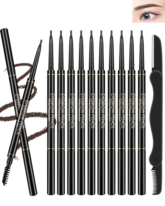 Lestpola front packaging showing full 12-piece dark brown brow pencil set, reliable supply