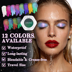 Lestpola applied on model under evening lights showing teal-lavender duochrome pop
