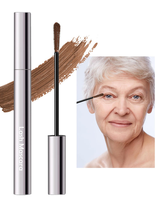 Lestpola front tube image showing brown mascara, elegant packaging and clear label
