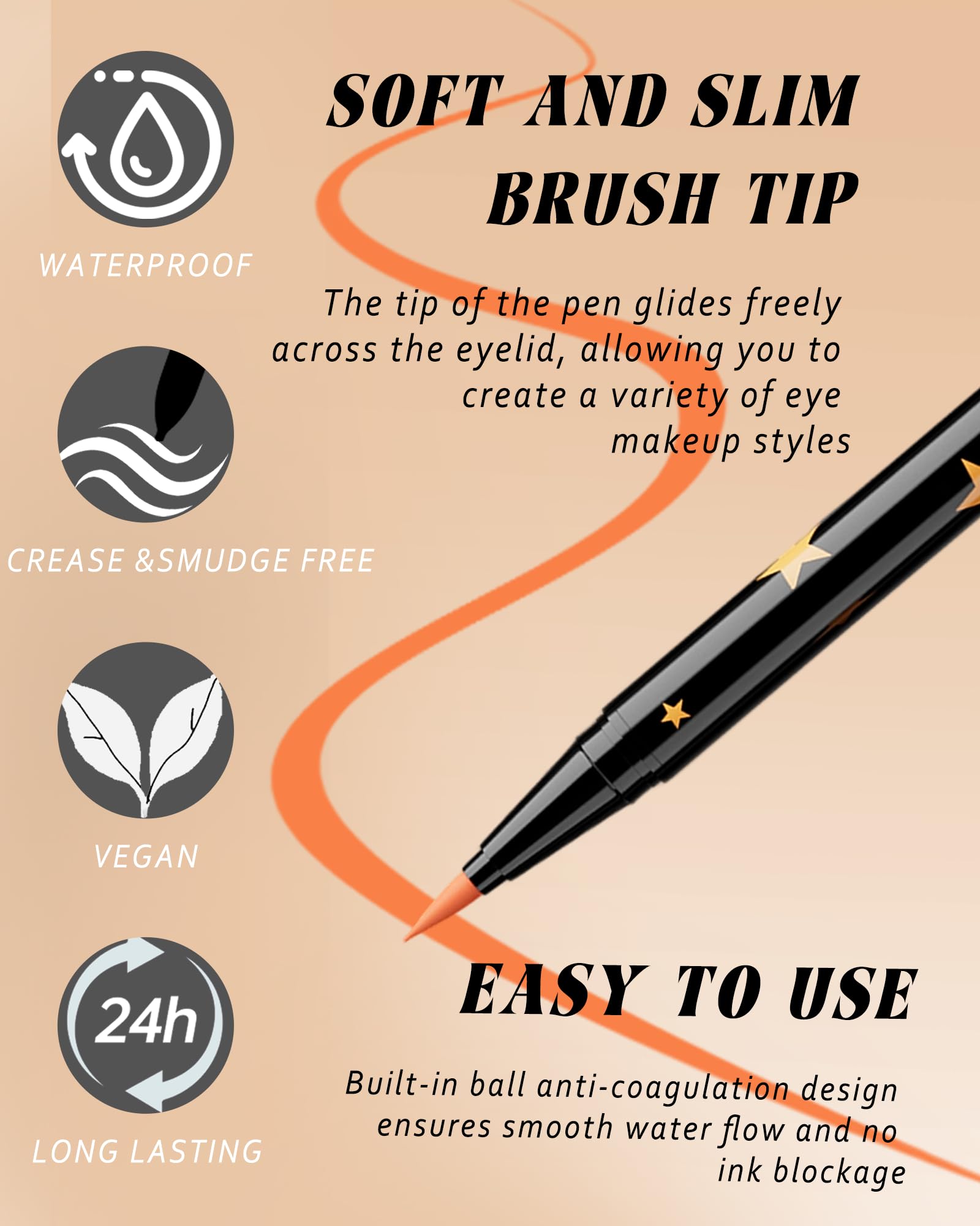 Lestpola pen in hand creating a winged eye demonstrating easy application